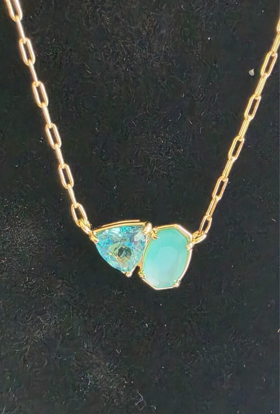 Kendra Scott Tatum Gold Blue Mix Short Pendant Necklace NWT Box 9608894711